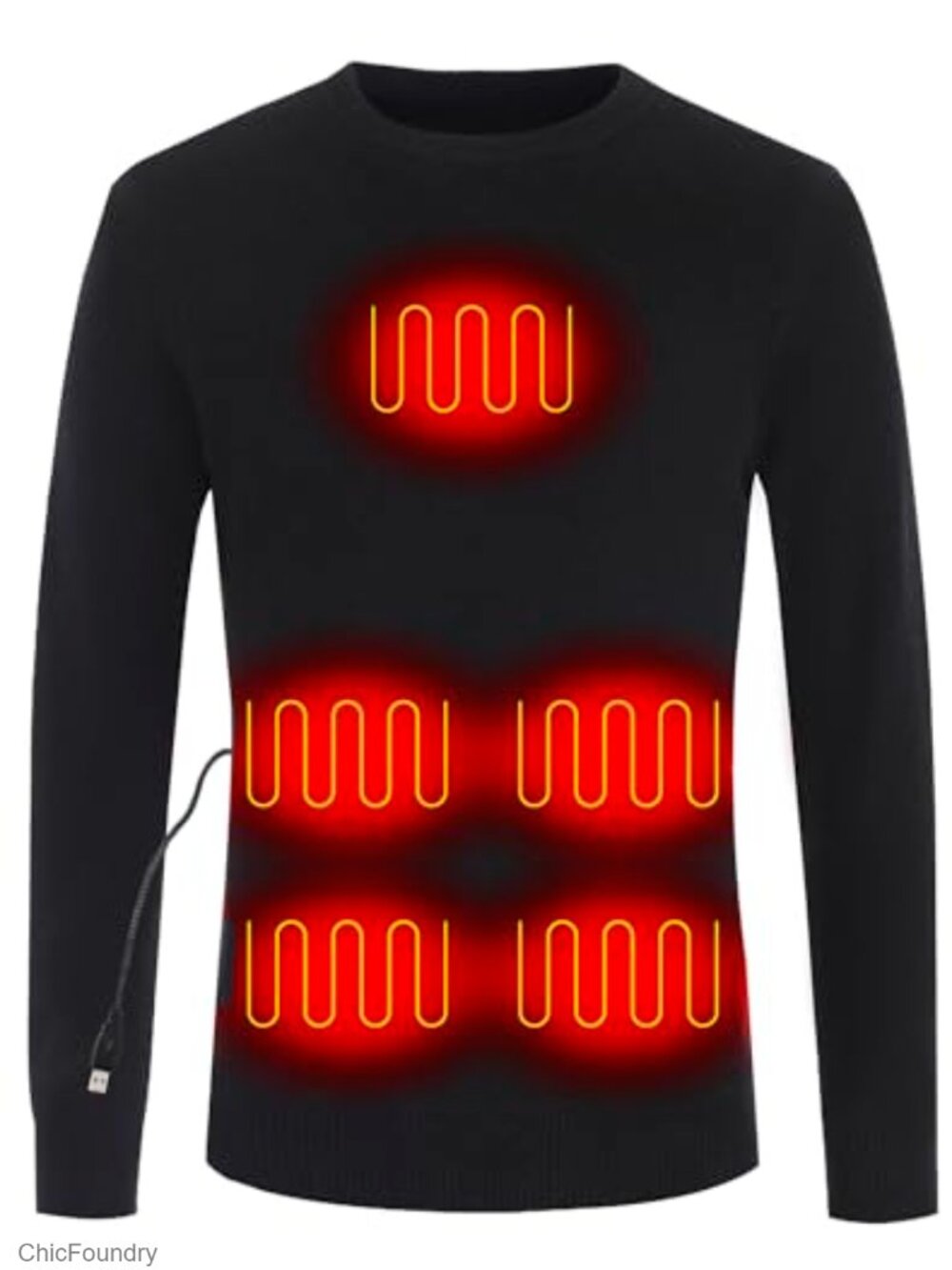 Heated Pullover Sweater USB Smart Heating Crew Neck Fleece Lined Winter